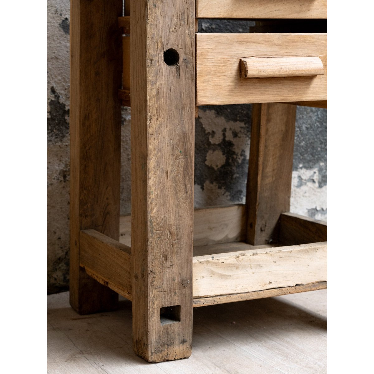 Petit établi en bois avec tiroirs Fernand N°461 - Bon état bois clair, DEBONGOUT