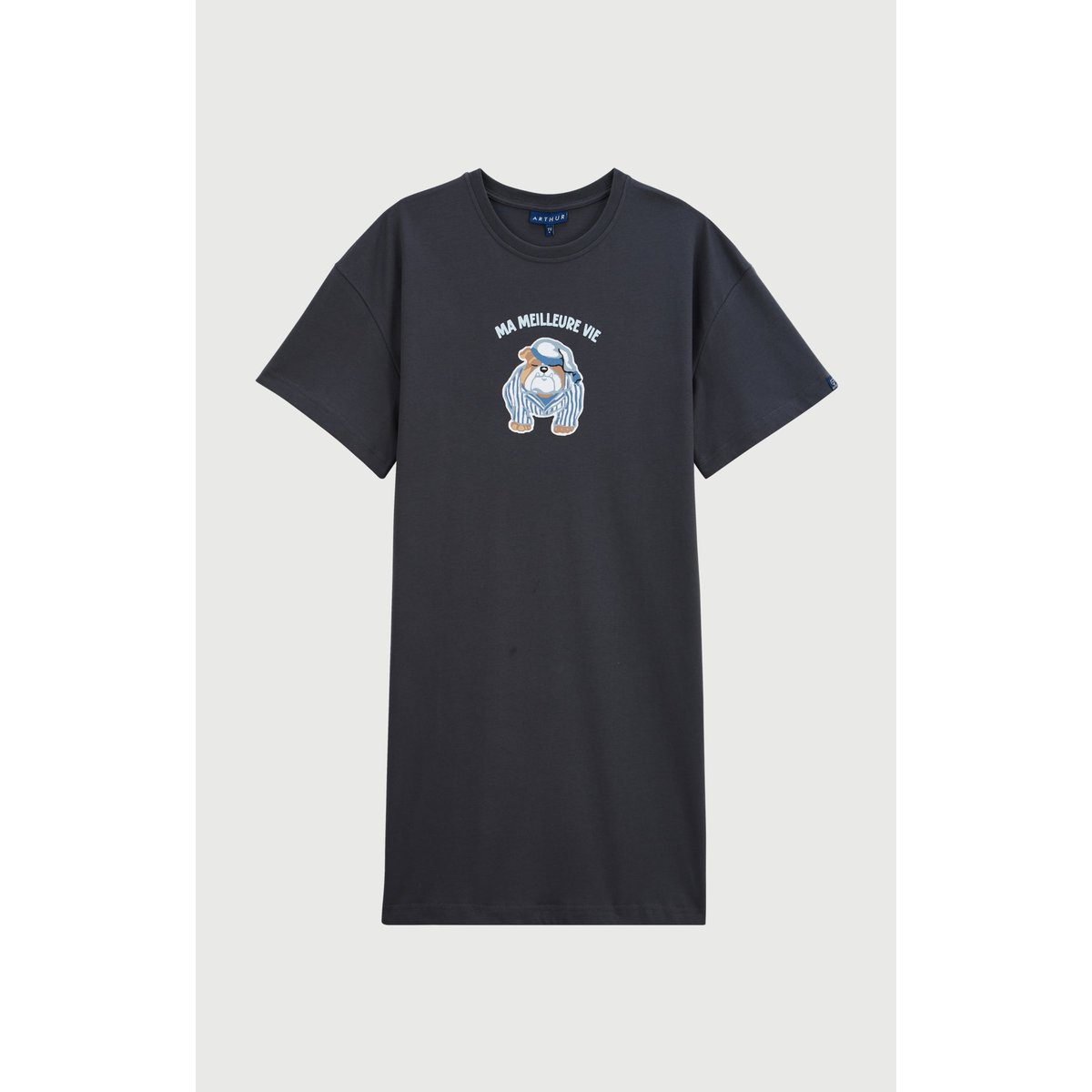 Maxi Tee-Shirt en jersey de coton léger imprimé Ma meilleure vie ebony, ARTHUR