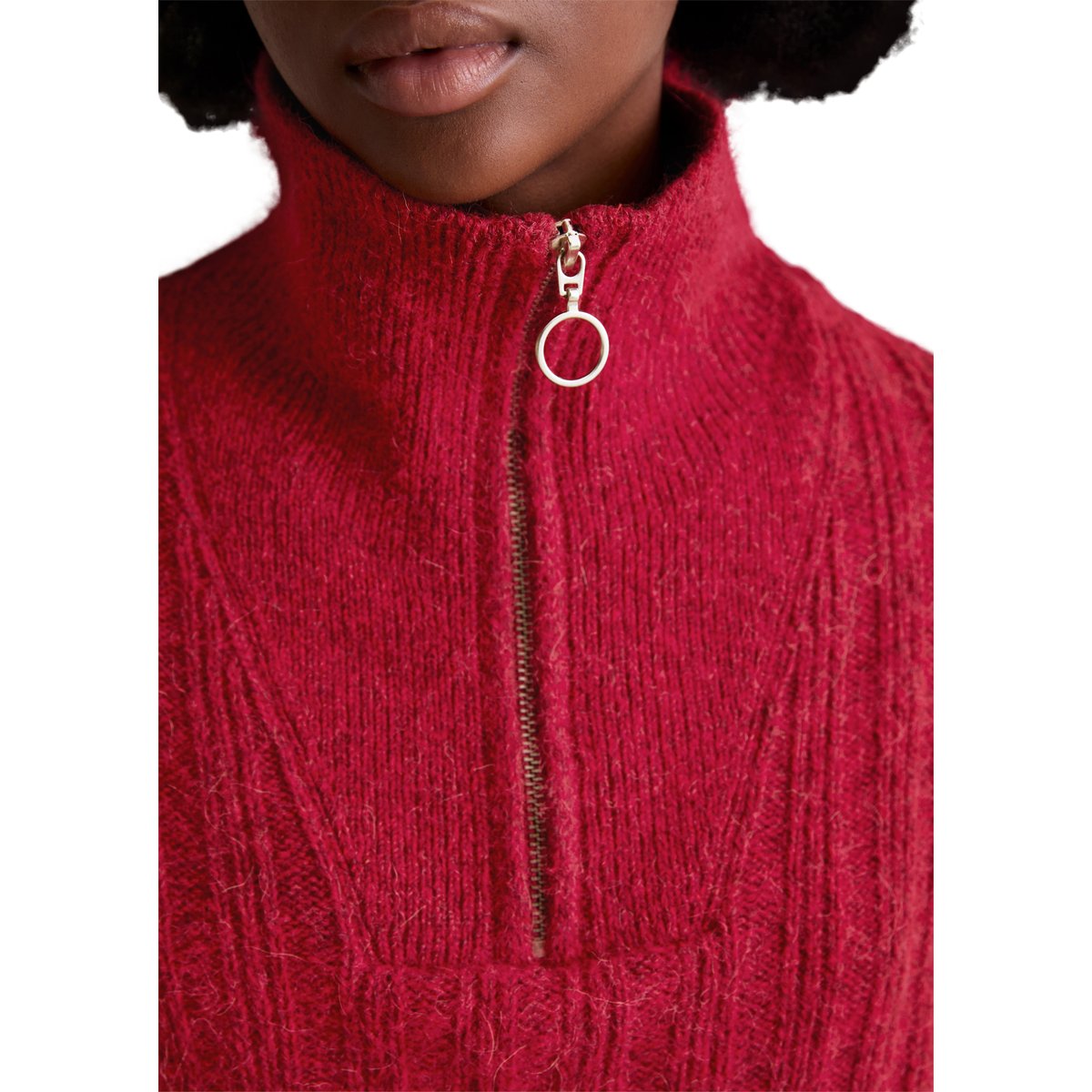 Pull-over troyer relaxed en noble mélange de laine et de laine d'alpaga rouge, MARC O’POLO DENIM