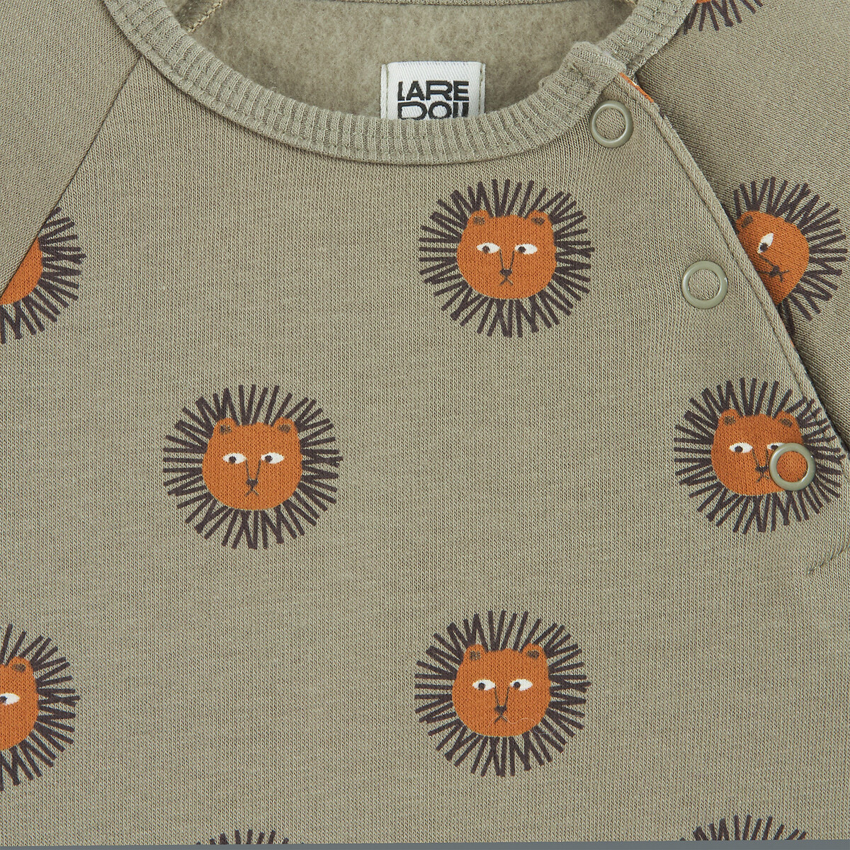 Langer Sweat-Overall mit Löwenkopf-Print khaki, LA REDOUTE COLLECTIONS