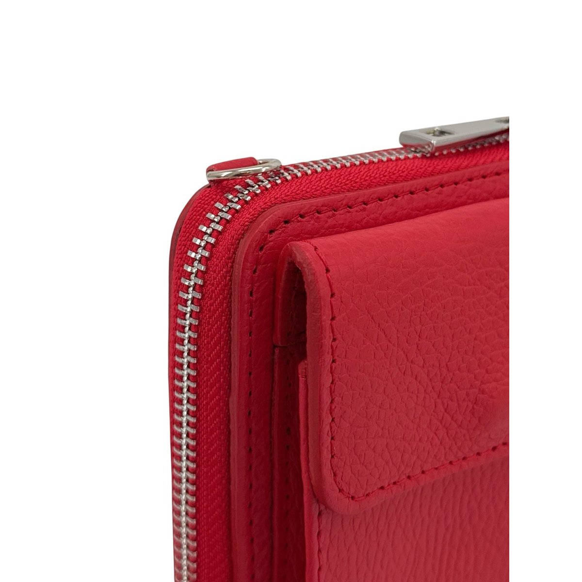Mini-sac pochette en cuir grainé italien STREET rouge clair, OH MY BAG