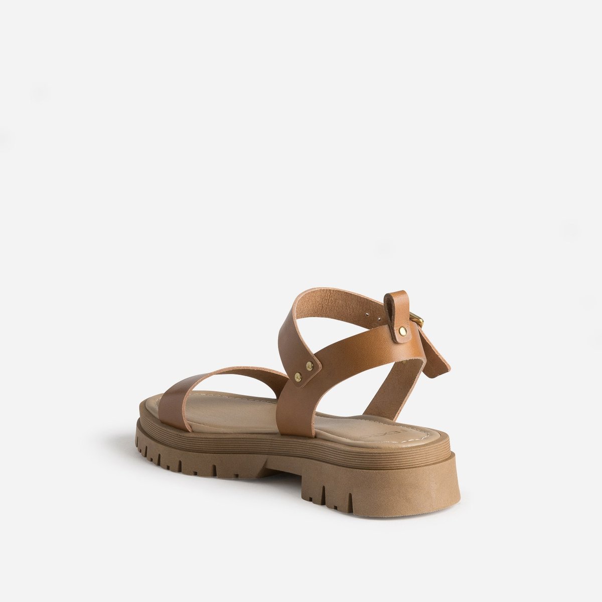 Sandale Plate en cuir NOUHANA camel, TEXTO