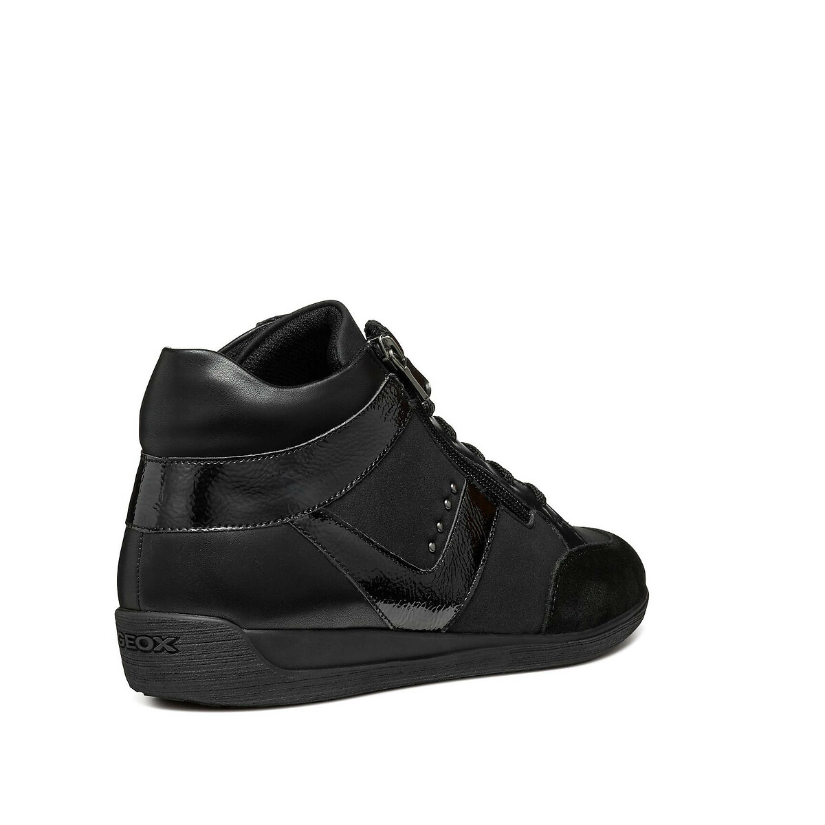 Myria Breathable High Top Trainers in Leather black, GEOX