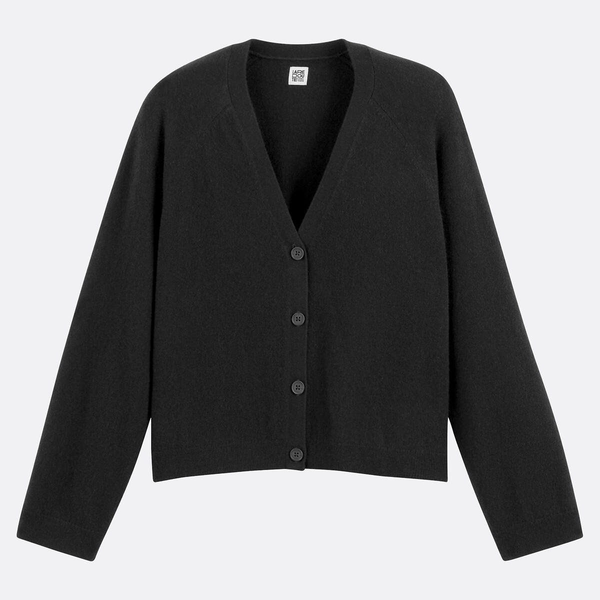 Gilet en fine maille cachemire, boutonné noir, LA REDOUTE COLLECTIONS