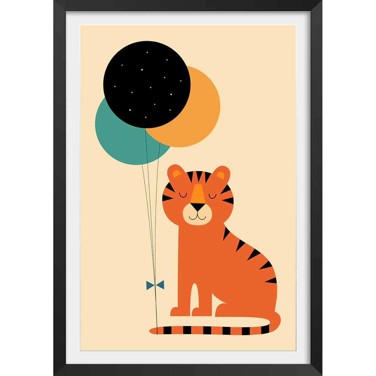 Affiche  circus tiger affiche + cadre en bois - noir, HEXOA
