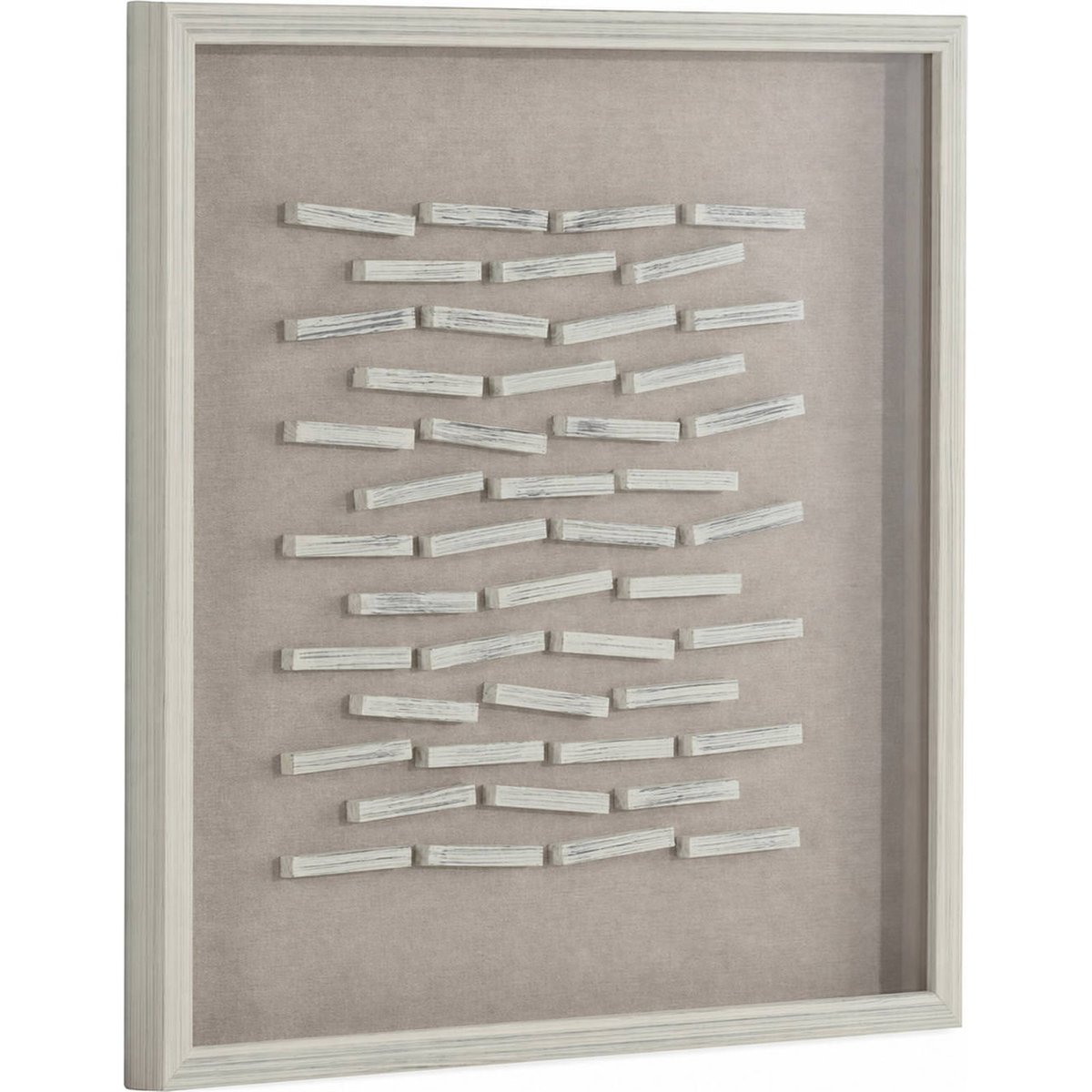 Tableau abstrait en relief, Bois et verre blanc et beige, RECOLLECTION