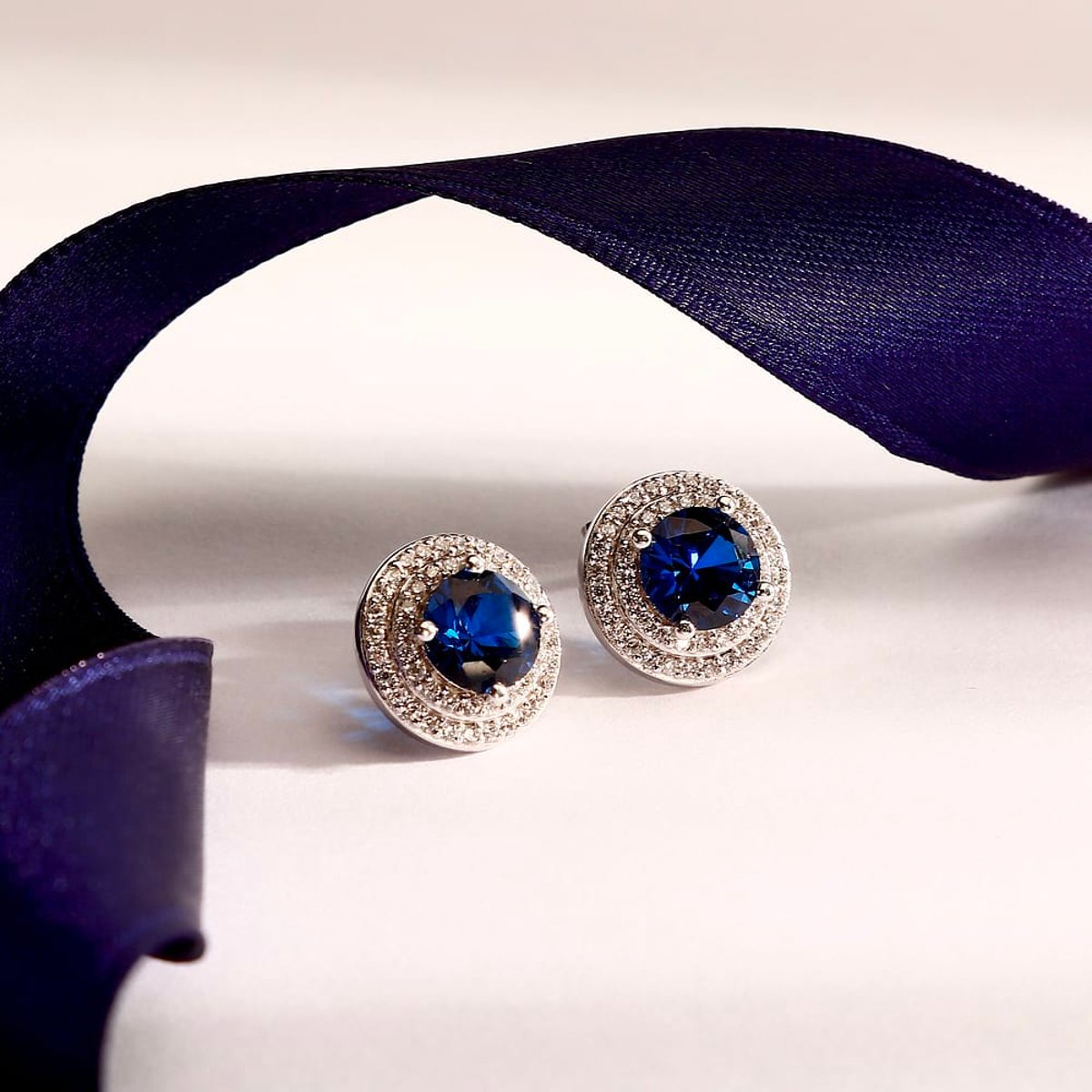 Boucles d'oreilles en Zircon/zircons Cubiques/argent 925/1000 Recyclé et Zircon bleu, MORELLATO