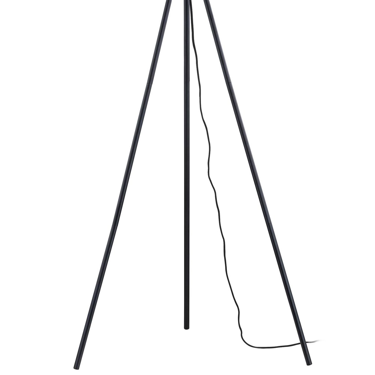 Lampadaire en métal traditionnel, Tamira noir, bois clair, LINDBY