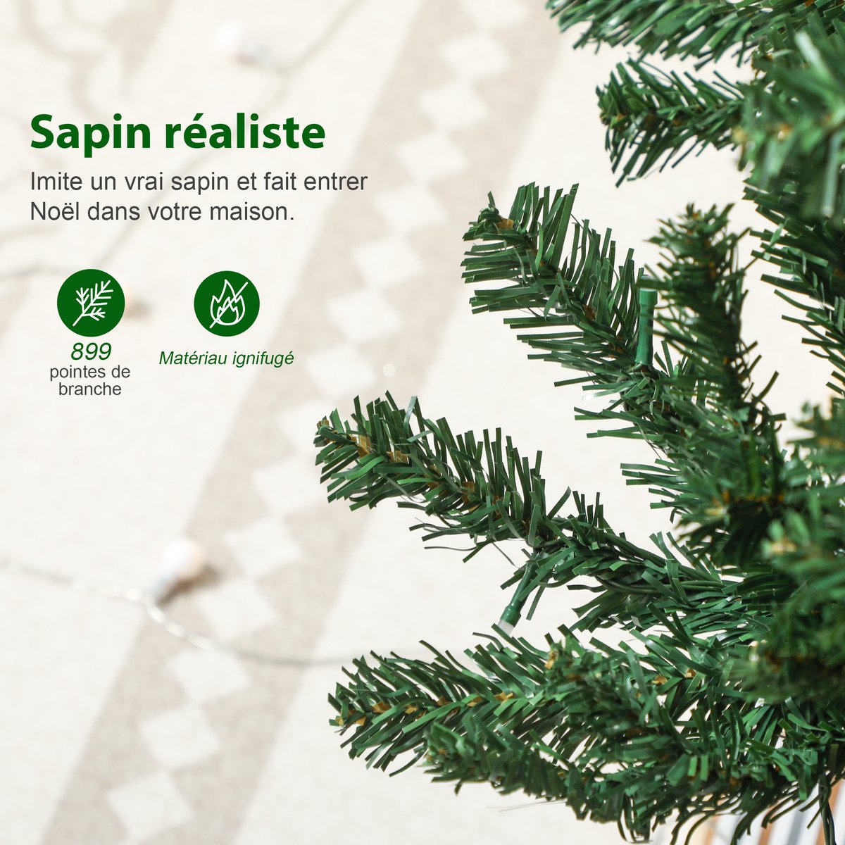 Sapin de Noël Plastique Vert vert, HOMCOM