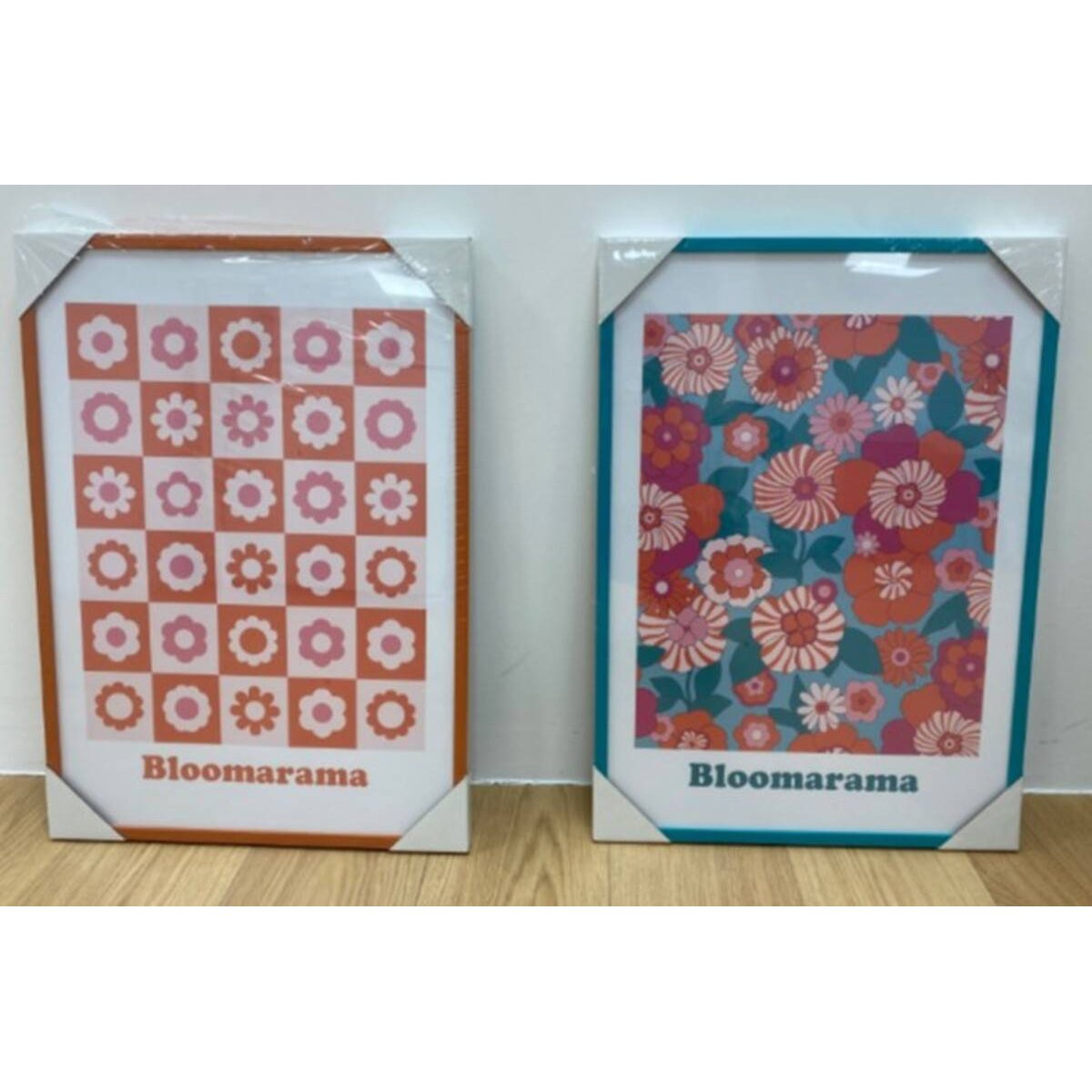 Affiche encadrée motif fleurs 50x70cm CHA CHA POP bleu, ATMOSPHERA