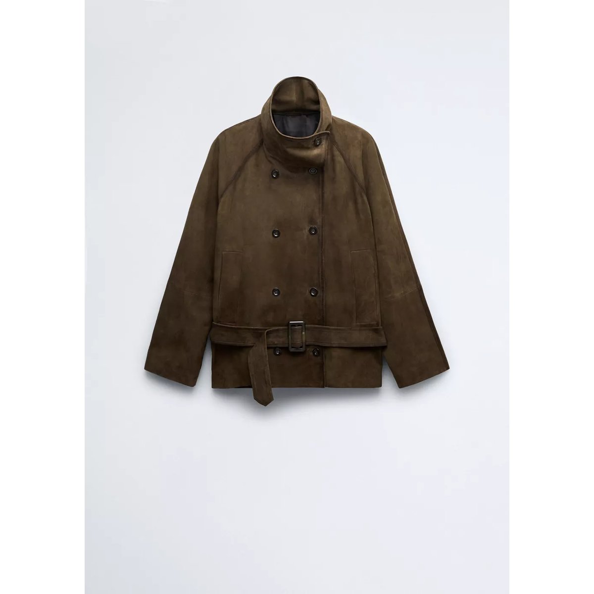 Veste daim ceinture kaki, MANGO