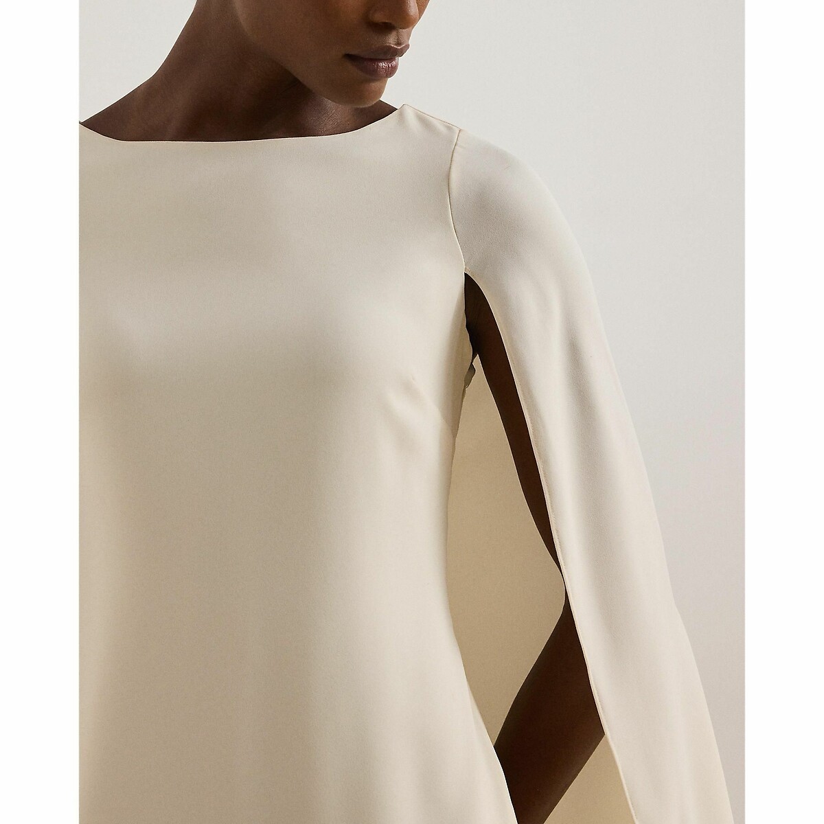 Robe courte cocktail col bateau cape PETRA ecru, LAUREN RALPH LAUREN