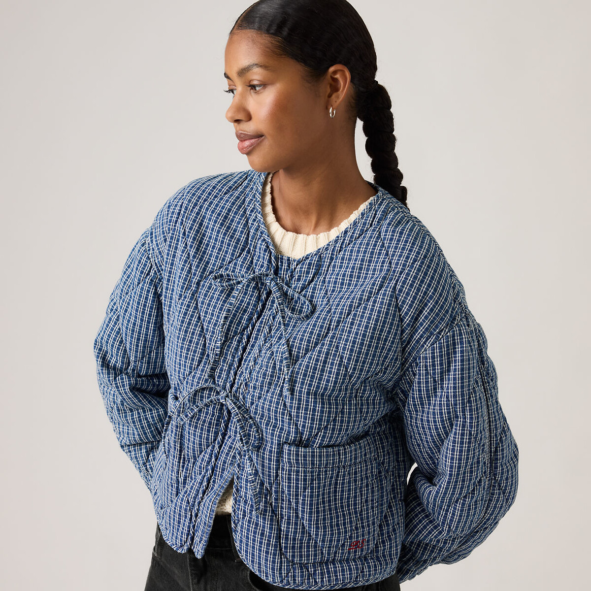 Veste matelassée à nouer rayé bleu/blanc, LEVI'S