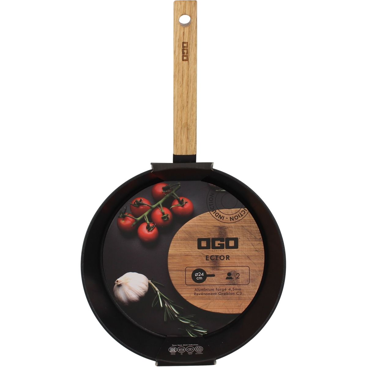 Poêle 28cm Ector naturel-noir, OGO LIVING