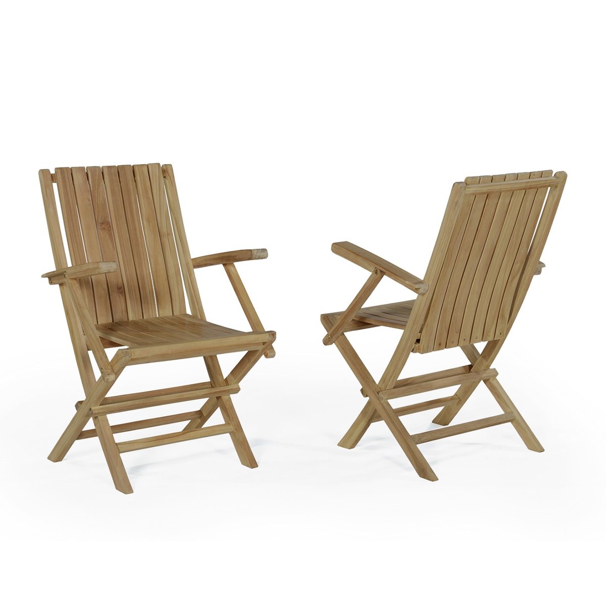 Fauteuils de jardin pliantes en teck massif (lot de 2) - KARIMUN naturel, TECK ATTITUDE