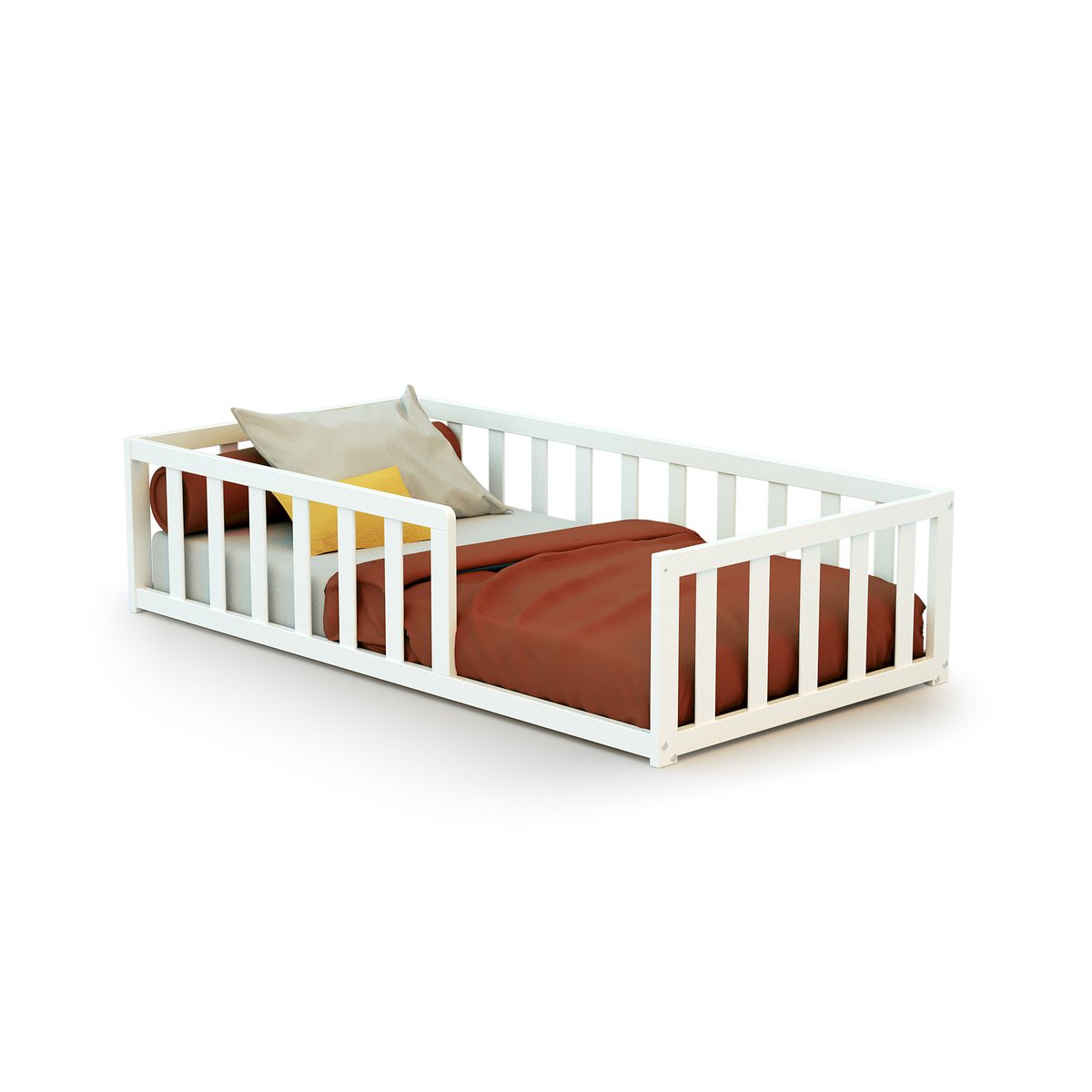 Lit enfant au sol en bois blanc, WEBABY