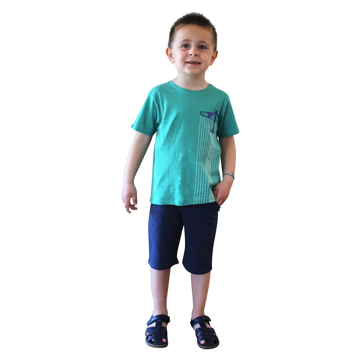 Tee shirt lawrence manches courtes enfant vert, SUCRE D'ORGE