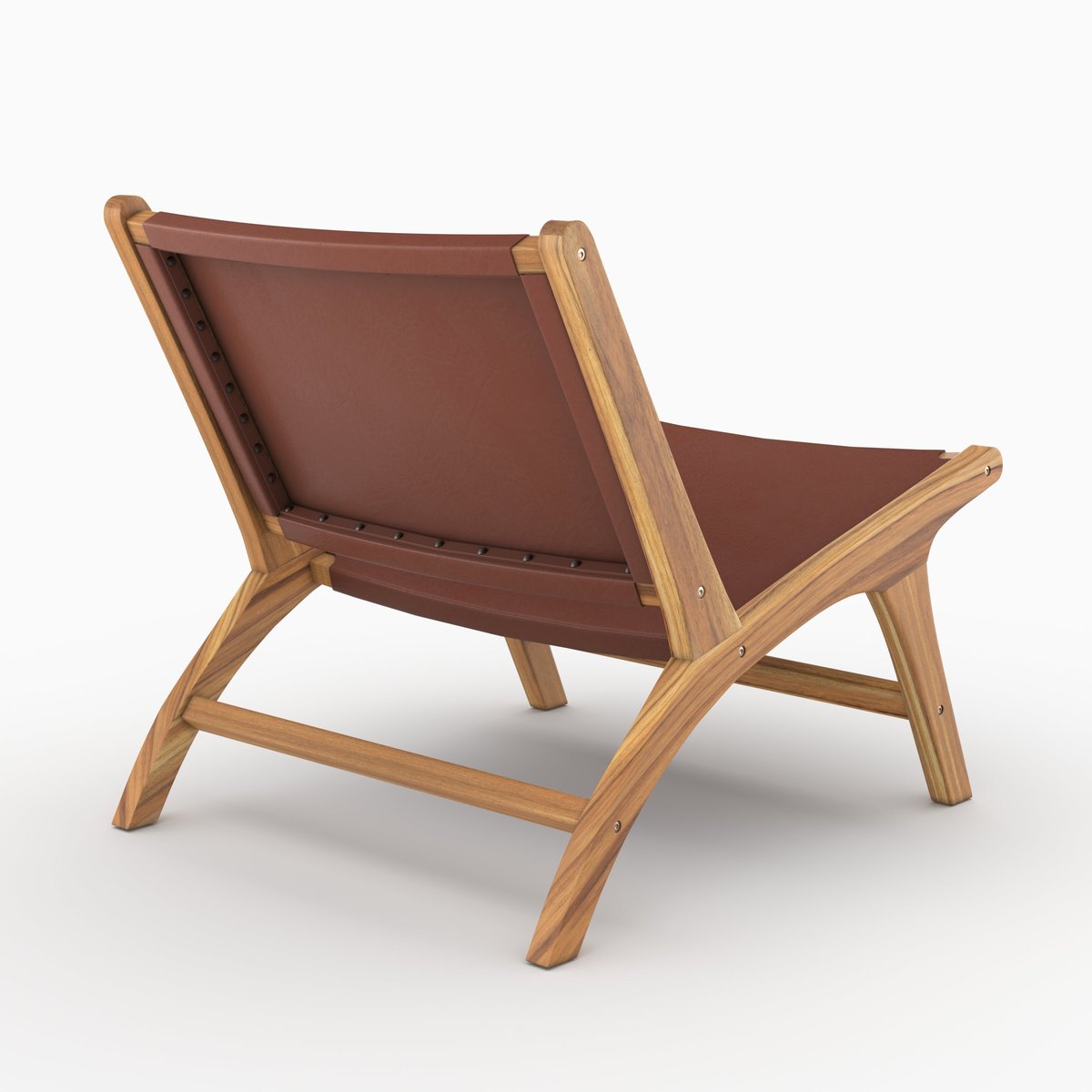 Fauteuil en teck et cuir lisse - KUNA marron, MAISON PAVANE