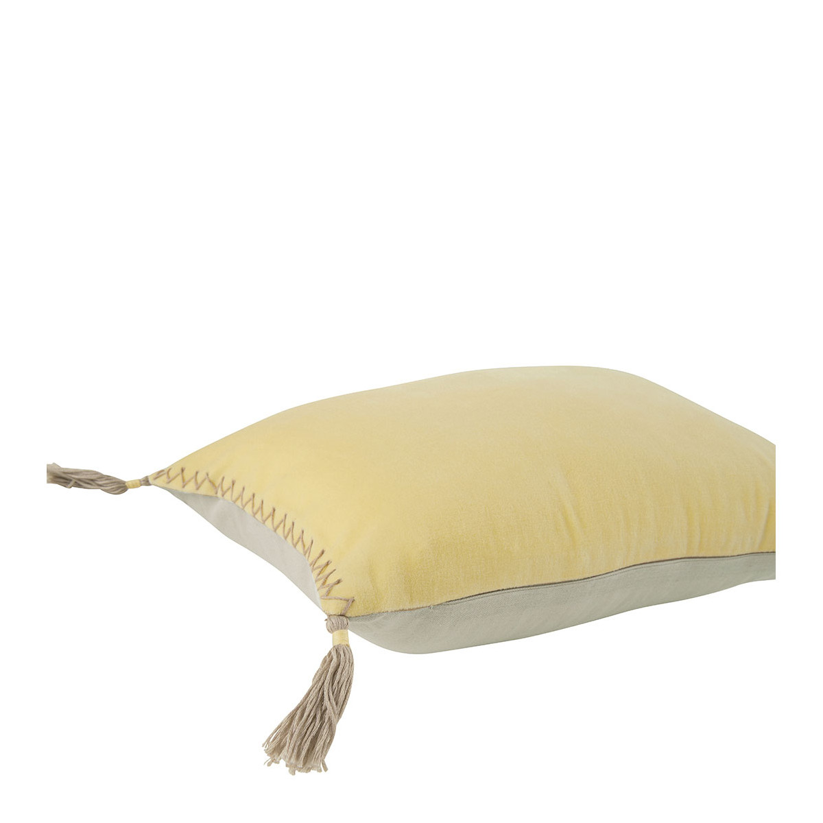 Housse de coussin MATTÉO velours de coton jaune, BLANC D’IVOIRE