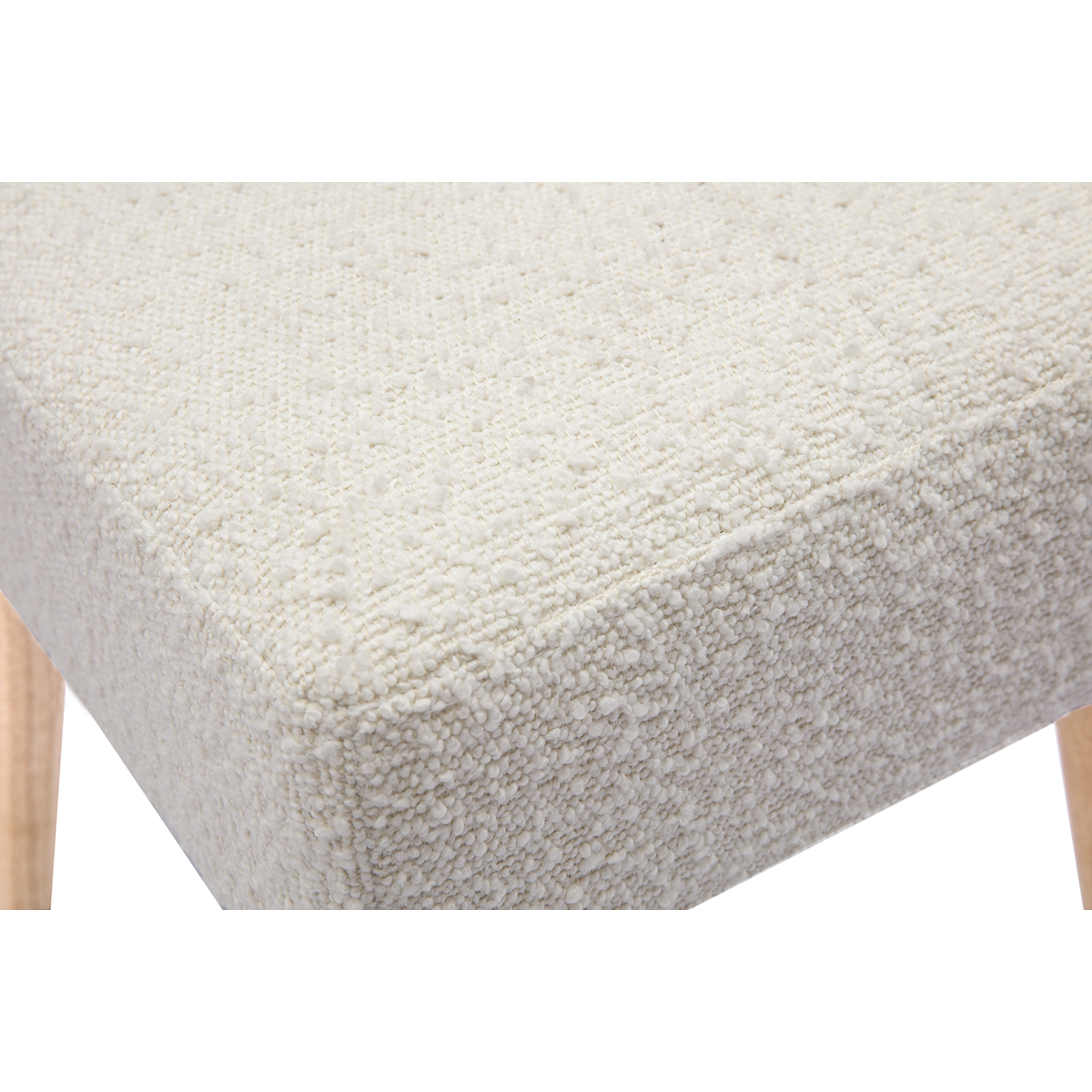 Tabouret bas en tissu effet velours texturé terre brûlée et bois clair massif H46 cm GUESTA blanc, MILIBOO