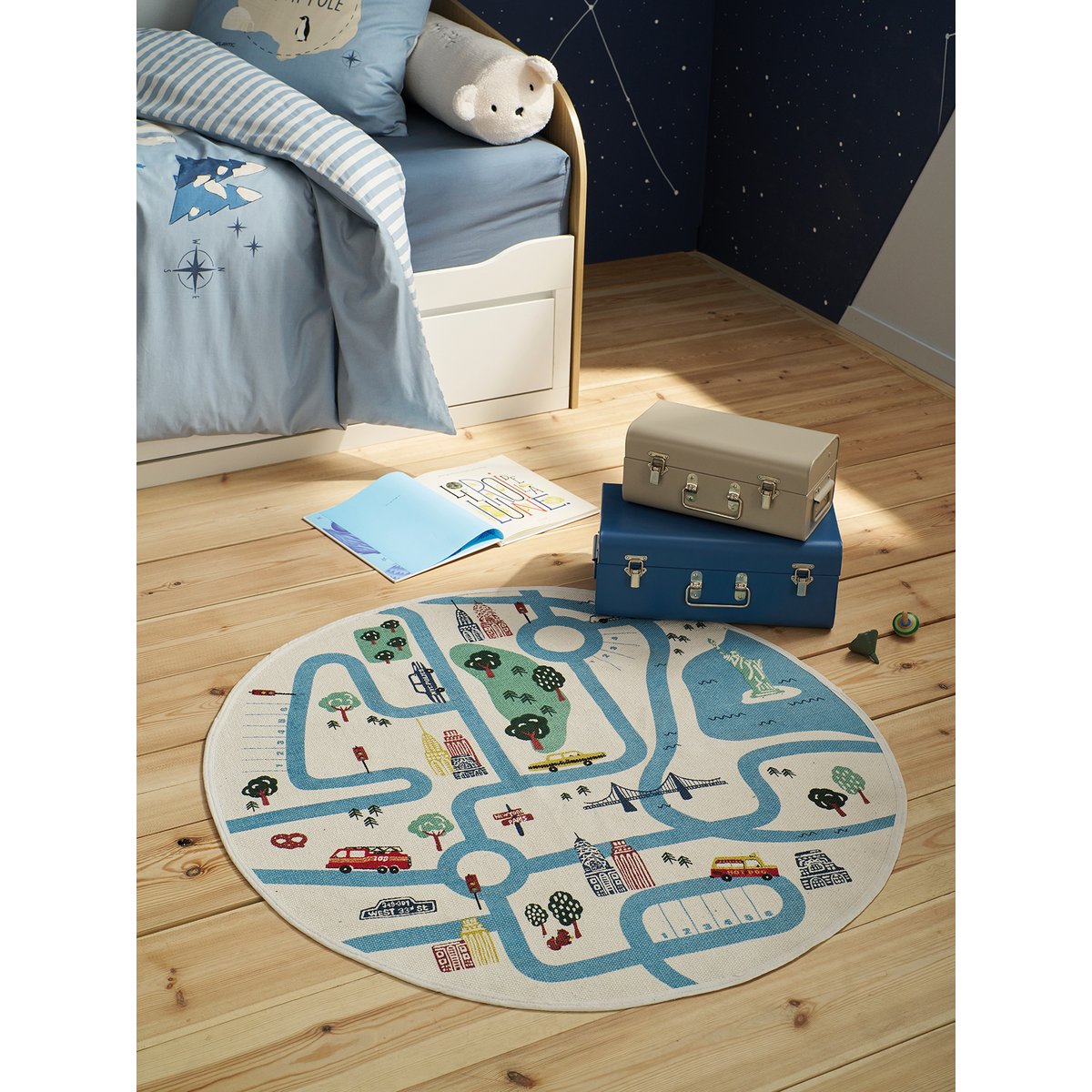 Tapis circuit rond Varsity écru, VERTBAUDET