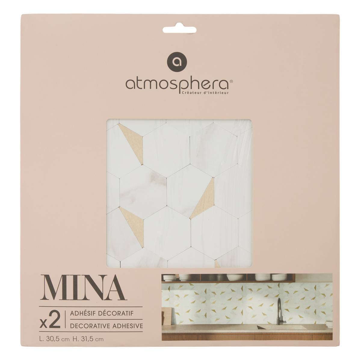 Lot de 2 stickers muraux MINA blanc, ATMOSPHERA