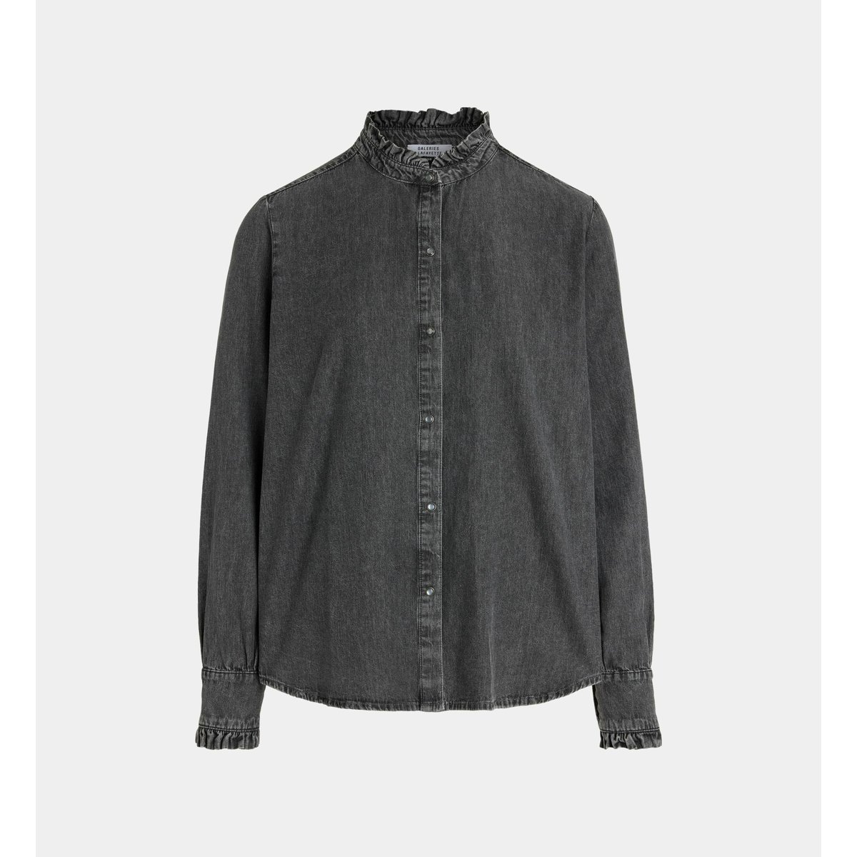 Chemise droite detroit en coton gris moyen, GALERIES LAFAYETTE