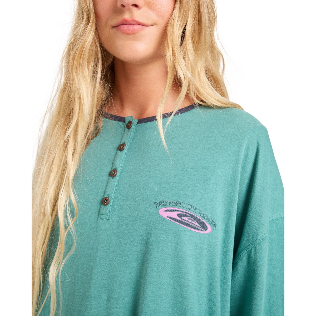 Body à manches longues HENLEY vert deep sea, QUIKSILVER