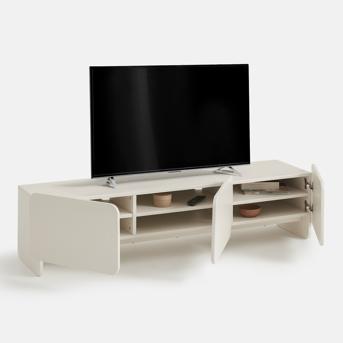 Meuble TV hifi laqué, 3 portes, largeur 170 cm, CESCO ecru, LA REDOUTE INTERIEURS