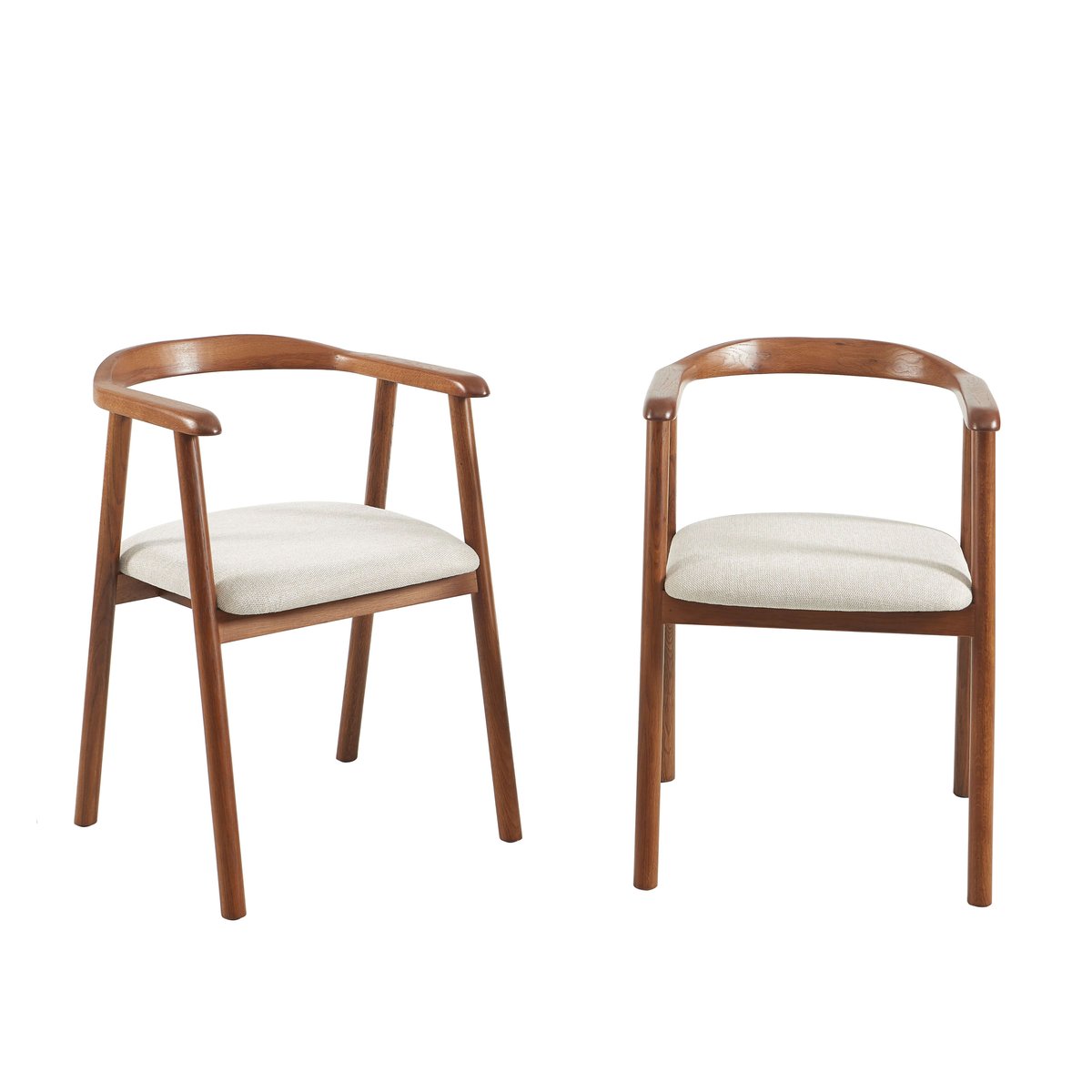 Chaise en chêne et tissu (lot de 2) LORENZ noyer et beige, SORELH