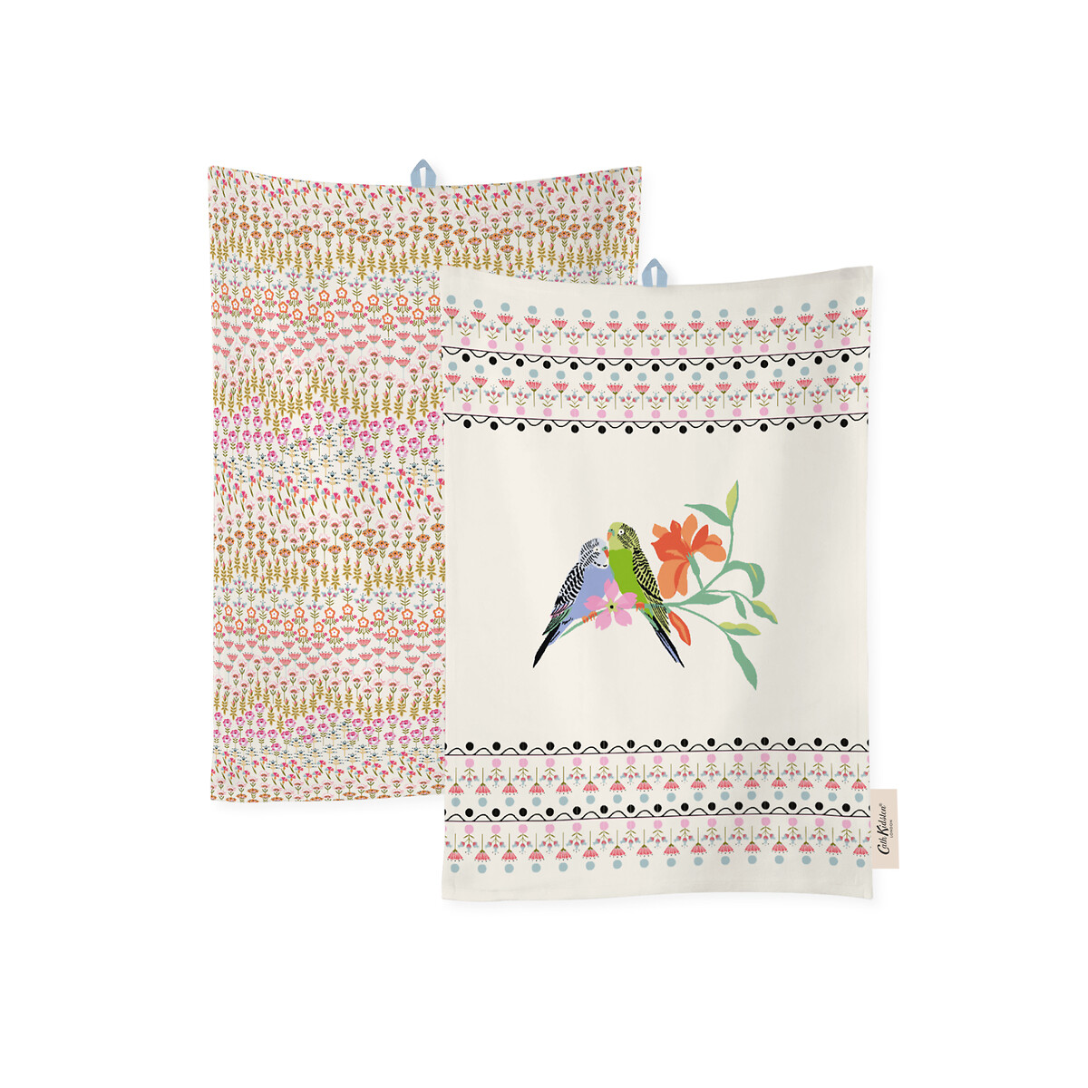 Set of 2 Painted Table Cotton Tea Towels multi-coloured, CATH KIDSTON
