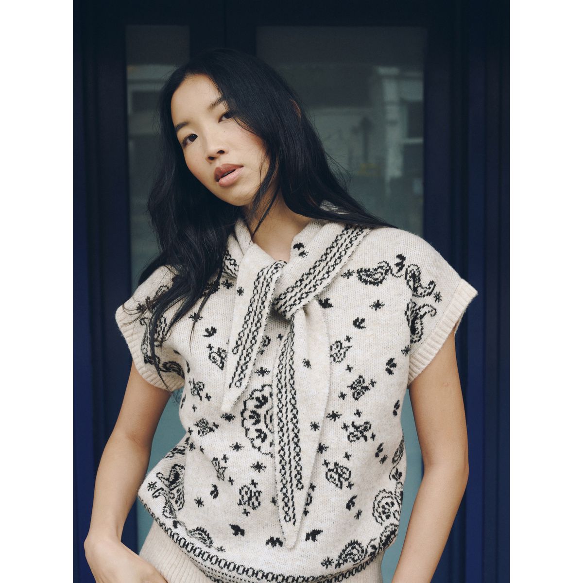 Débardeur avec lien au col imprimé bandana monochrome, NEXT