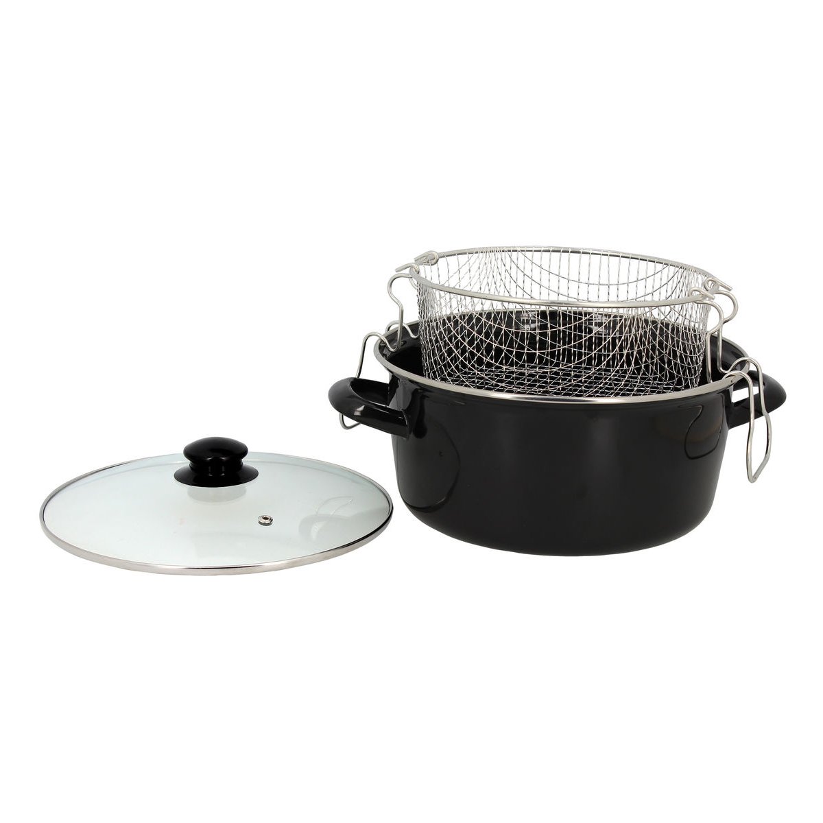 Friteuse en acier émaillé 26cm noir, MENASTYL