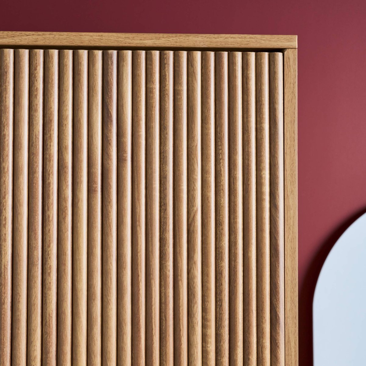 Armoire dressing décor bois de manguier rainuré 2 portes et penderie CELIAN effet manguier, SWEEEK