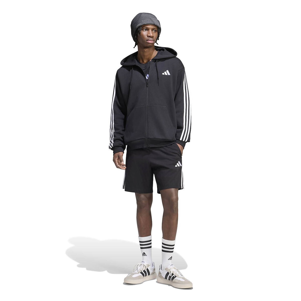 Sweat zippé à capuche, ESSENTIALS noir, ADIDAS SPORTSWEAR