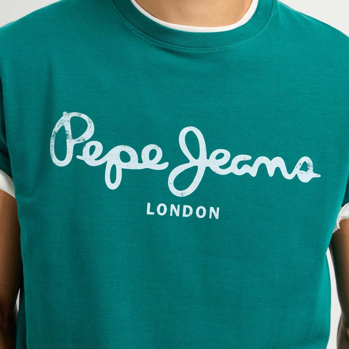 T-Shirt Coupe Slim Avec Logo vert sherwood, PEPE JEANS
