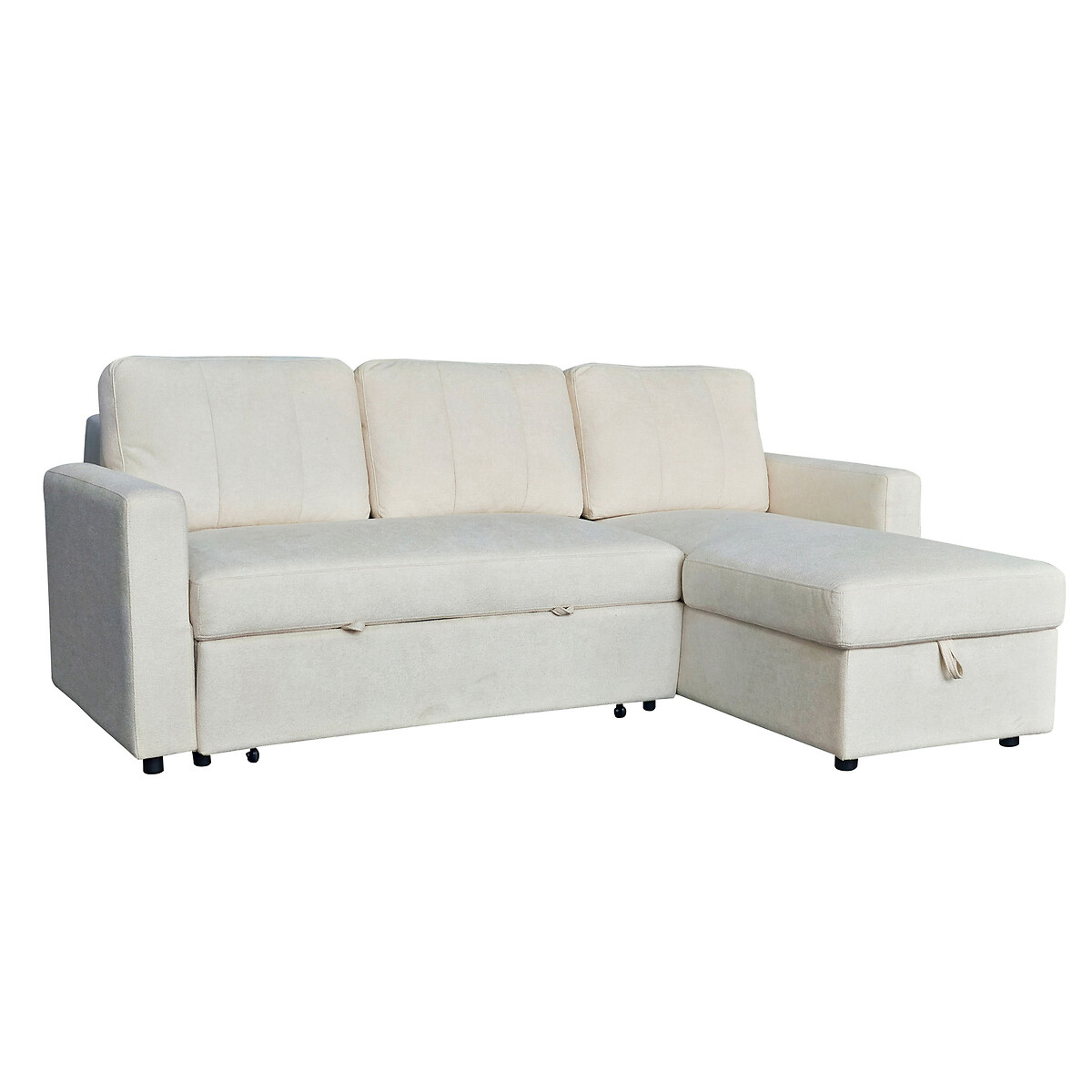 Nexis Soft Wool 3 Seater Corner Sofa Bed with Storage Chaise (Right Facing) natural, ASPIRE