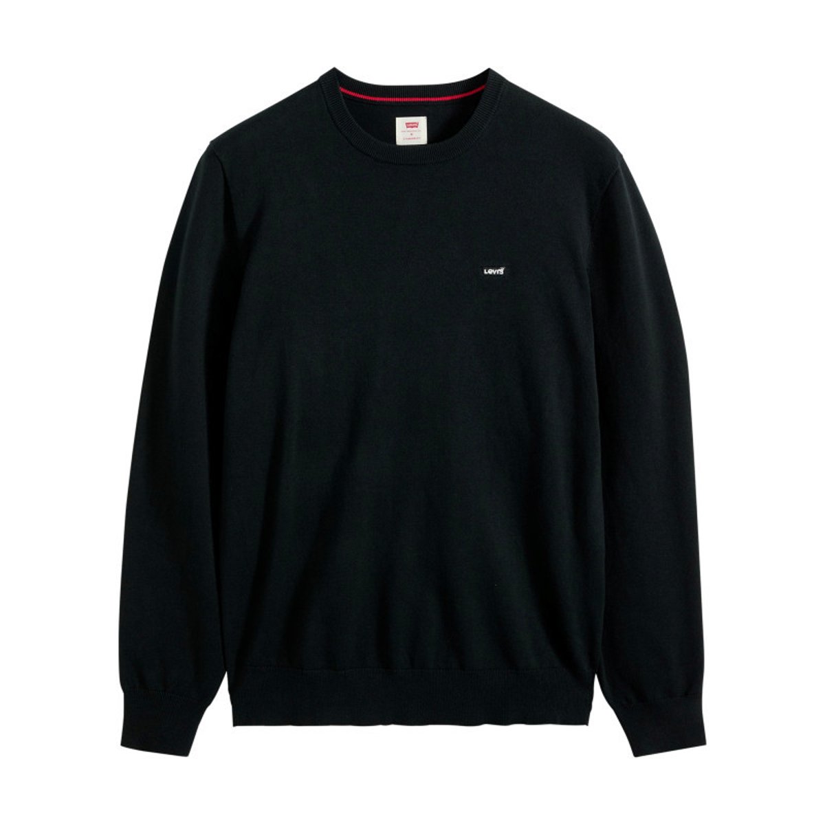 Pull en coton mélangé noir à coupe ajustée pourvu d'un col rond noir, LEVI'S