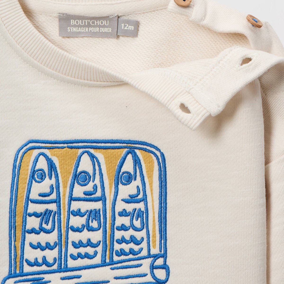 Sweat brodé en coton BIO GOTS naturel, BOUT'CHOU