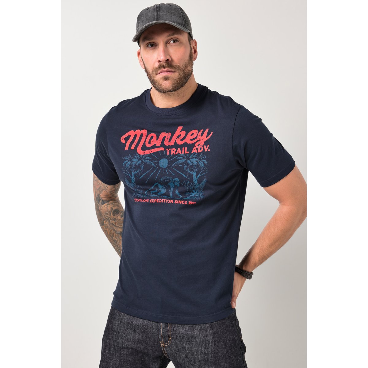 T-shirt, imprimé et manches courtes bleu marine, JP1880