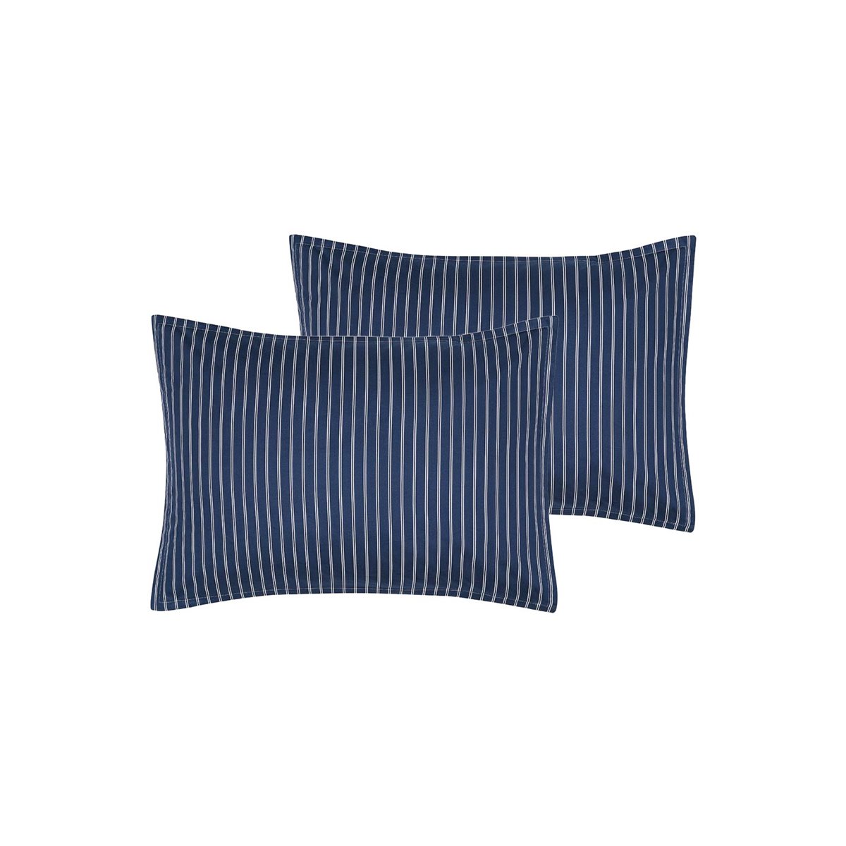 Parure housse de couette percale de coton avec 2 taies 50x70 cm LINQUIST indigo, SENSEI MAISON