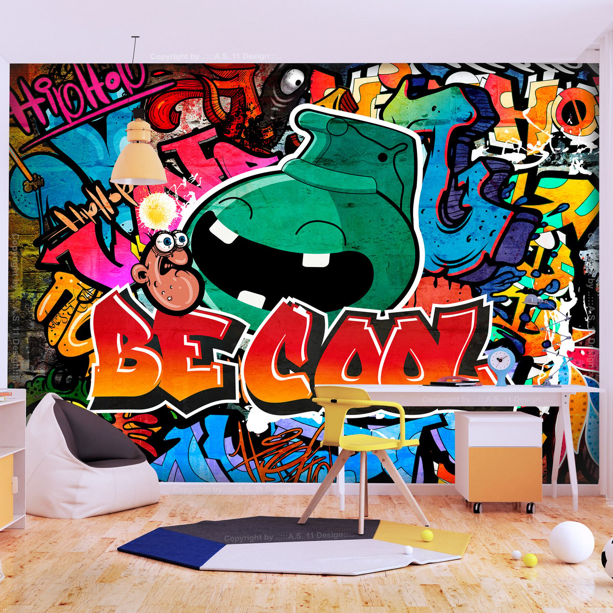 Papier peint intissé panoramique Street art Be Cool multicouleur, EDEN