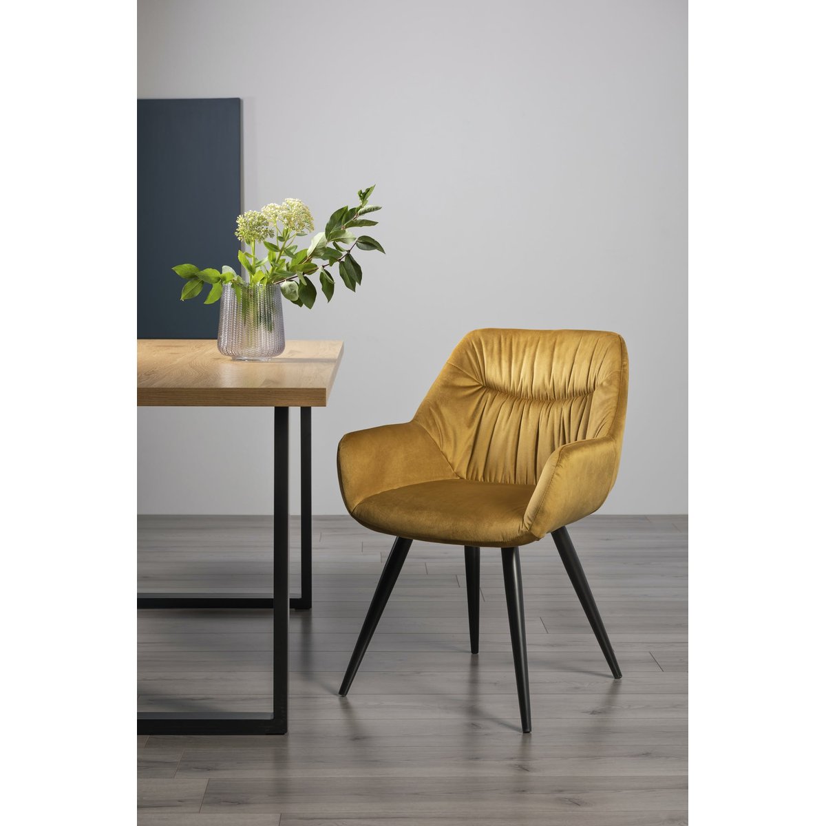 Fauteuil de table en velours (lot de 2) ARLINGTON moutarde, PIER IMPORT