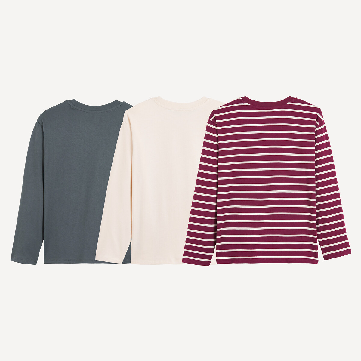 Lot de 3 T-shirts manches longues multicolore, LA REDOUTE COLLECTIONS