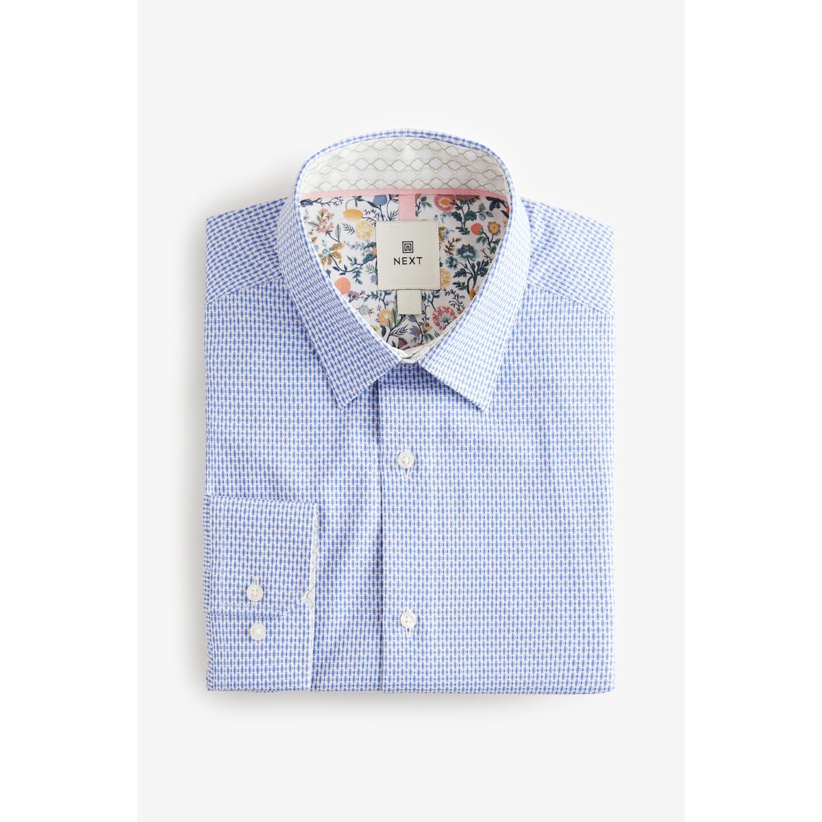Chemise texturée avec poignet simple bleu, NEXT