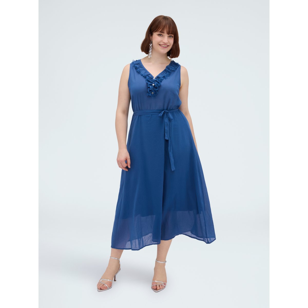 Robe Free avec volants bleu, FIORELLA RUBINO