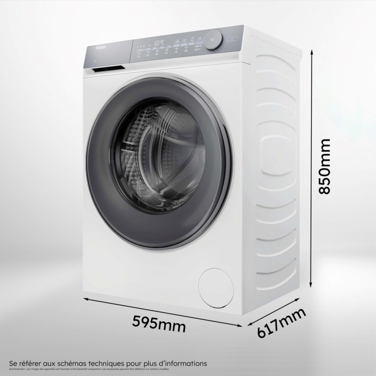 Lave linge hublot HW100-B14367U-FR couleur unique, HAIER