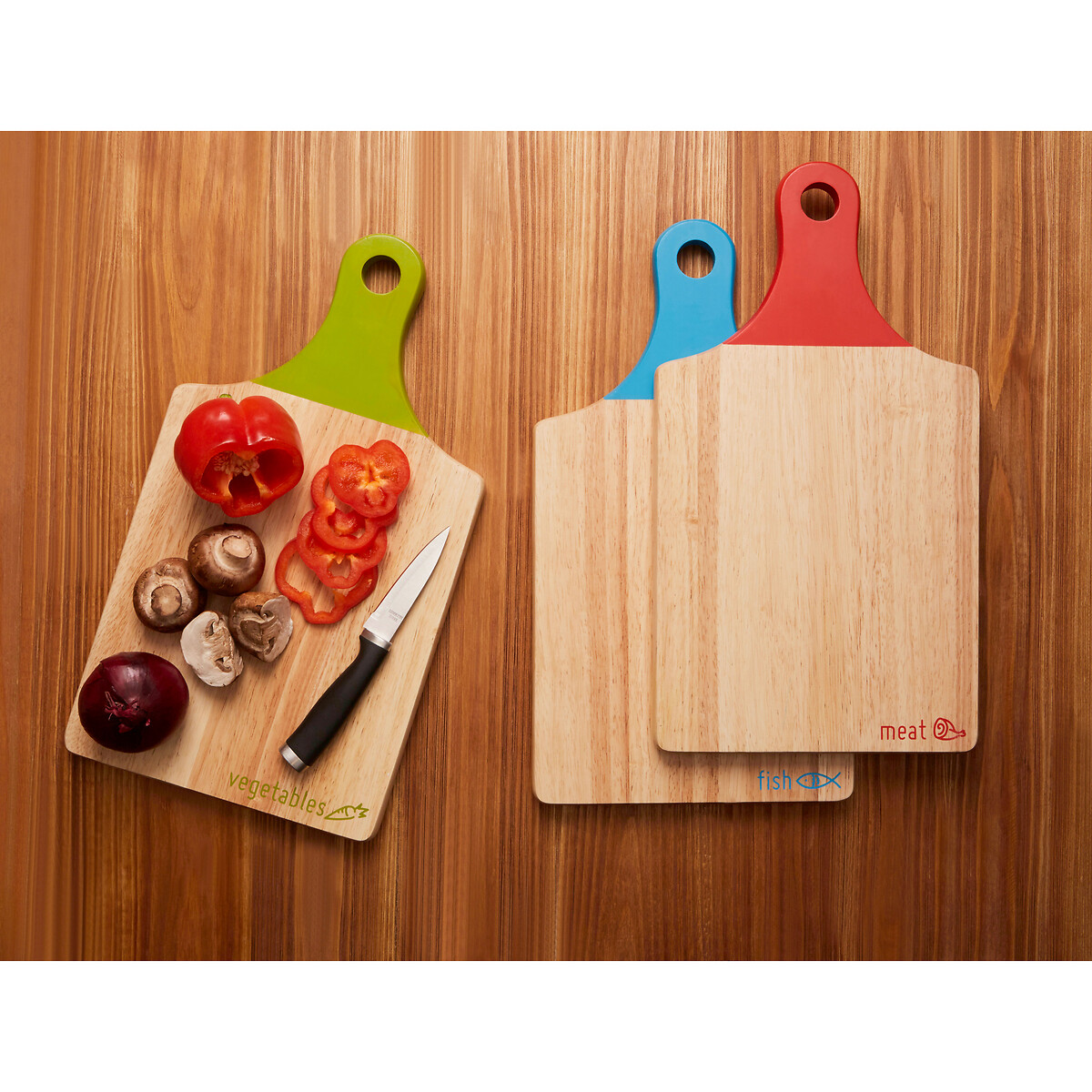 Set of 3 Wooden Chopping Boards brown, SO'HOME