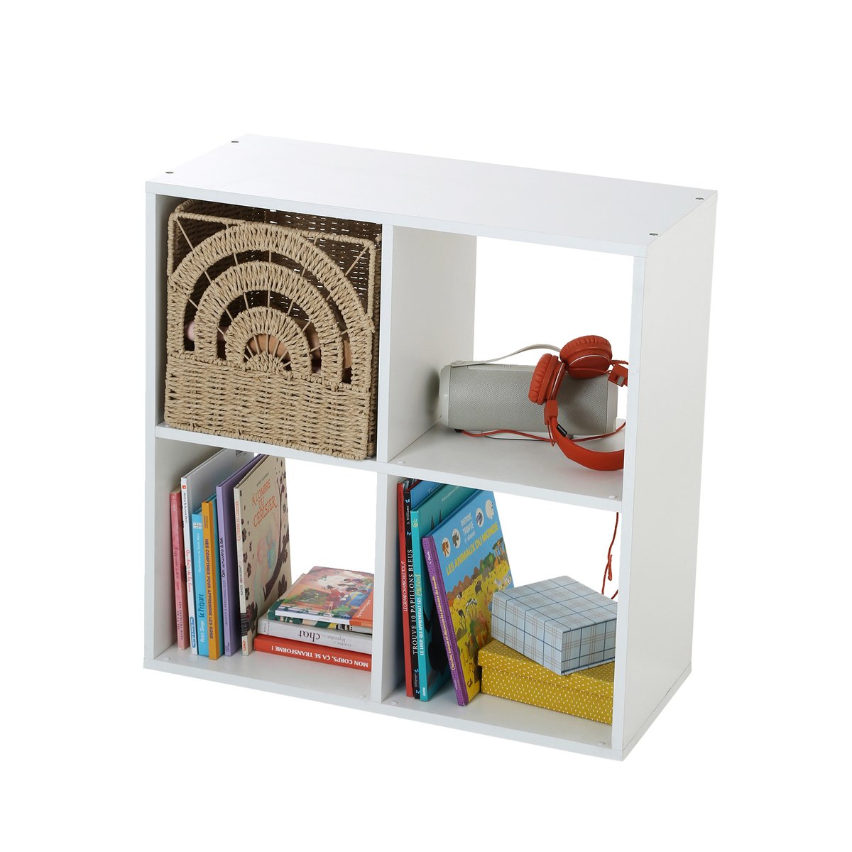 Meuble de rangement 4 cases blanc, VERTBAUDET