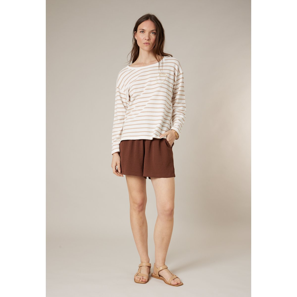Pull femme en 100% coton doux MANILA sand, DEELUXE